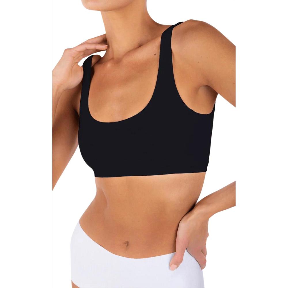 Eterne Black Scoop Neck Sports Bra